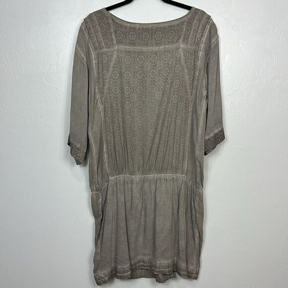 Angels Never Die Cotton Blend Gray Floral Print 3/4 Sleeve Tunic Top Size XL - Picture 3 of 10